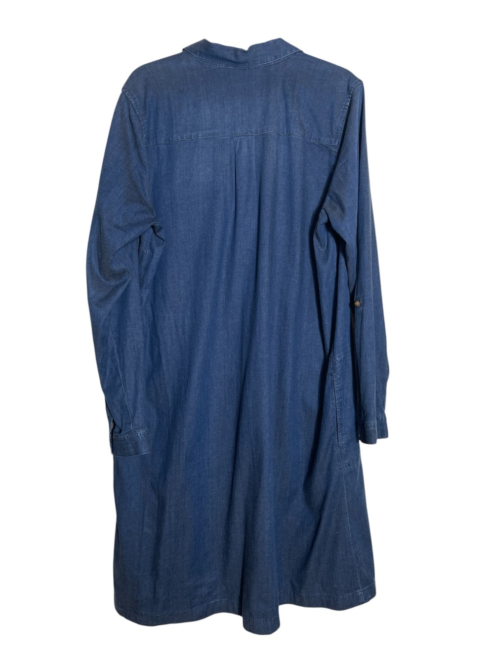 Denim Shirt Dress J.Jill Tall L Tencel Lyocell Roll Tab Sleeve Pockets - Picture 3 of 9